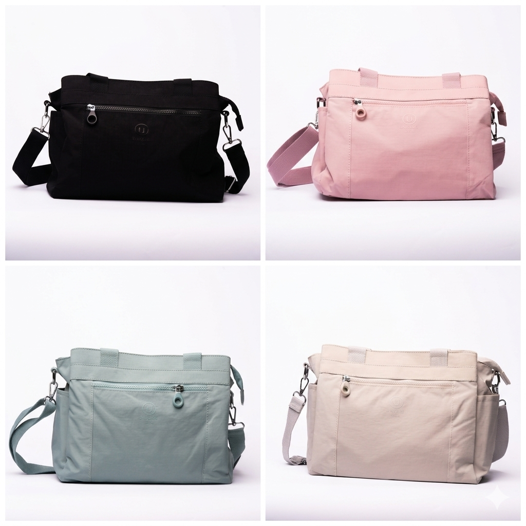 Unique London Unisex Multi-Pocket Waterproof Travel Shoulder Nylon Bag
